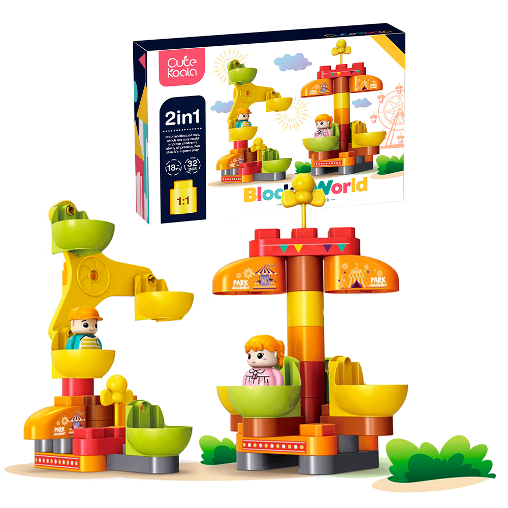 BLOCKS WORLD PARQUE DE DIVERSIONES 2 EN 1- CUTE KOALA - IRION Juguetería - BLOCKS WORLD PARQUE DE DIVERSIONES 2 EN 1- CUTE KOALA - IRION Juguetería -